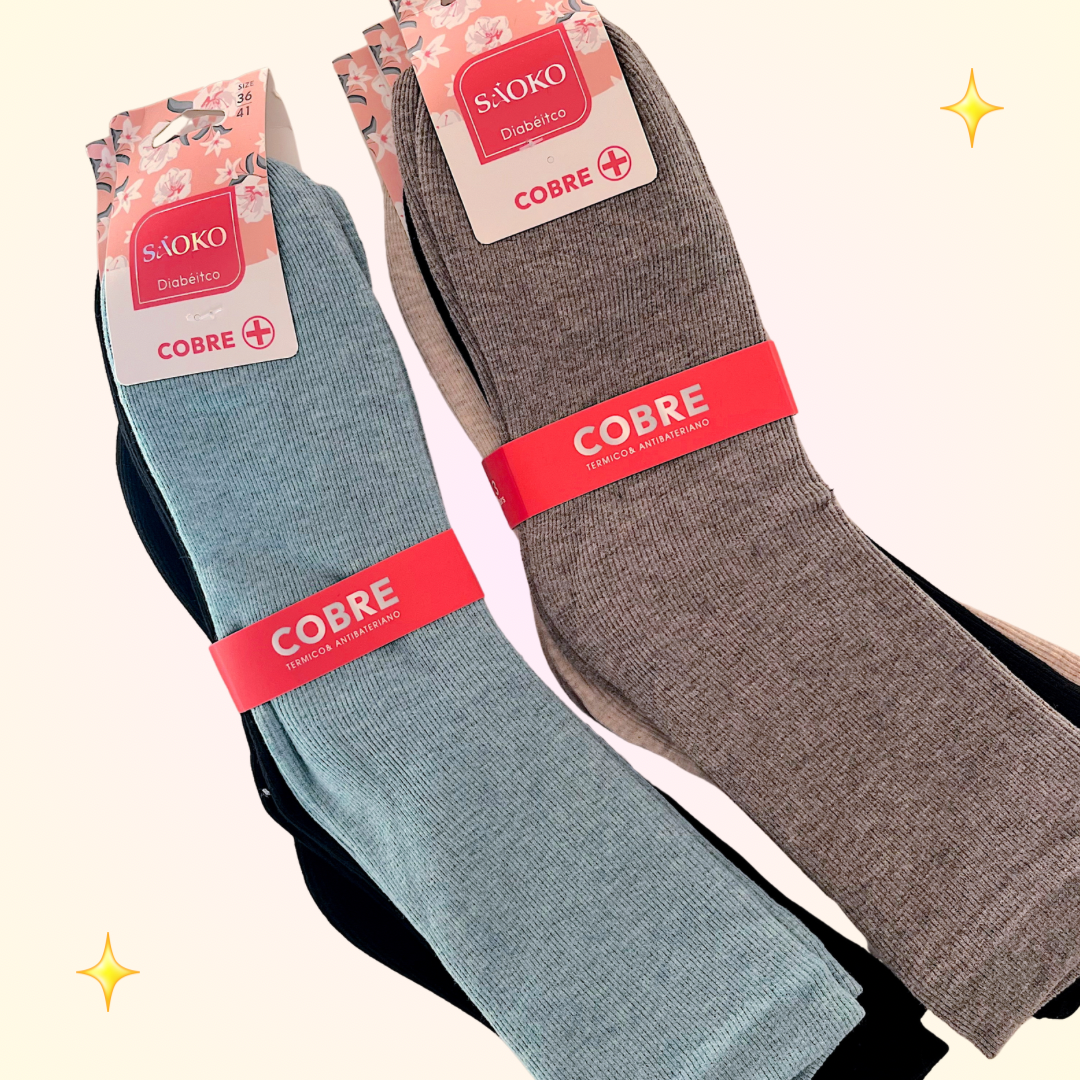 3 pares de calcetines térmicos para diabéticos mujer con chiporro
